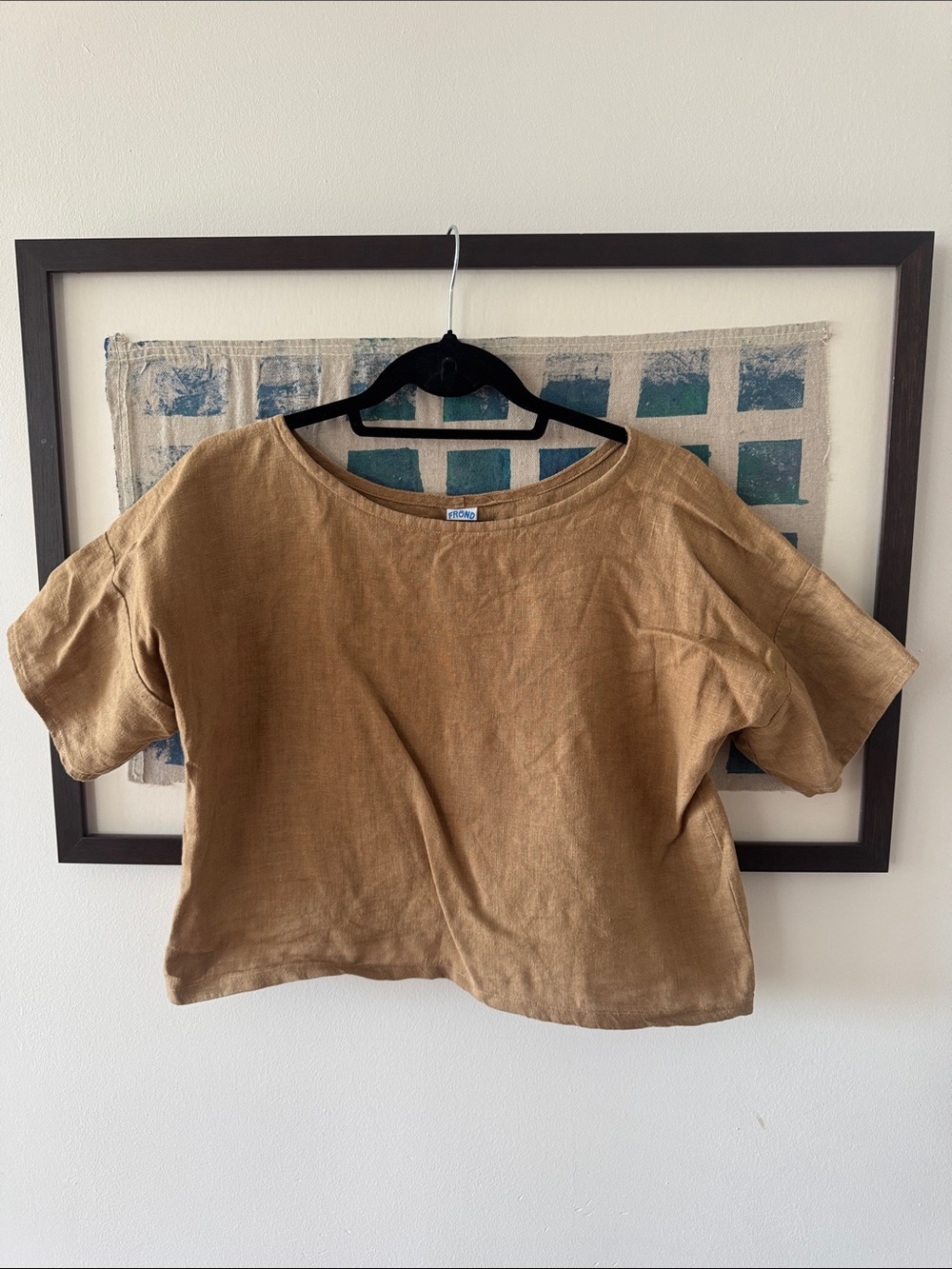 EUC Frond Crop Tee Tan Linen S/M